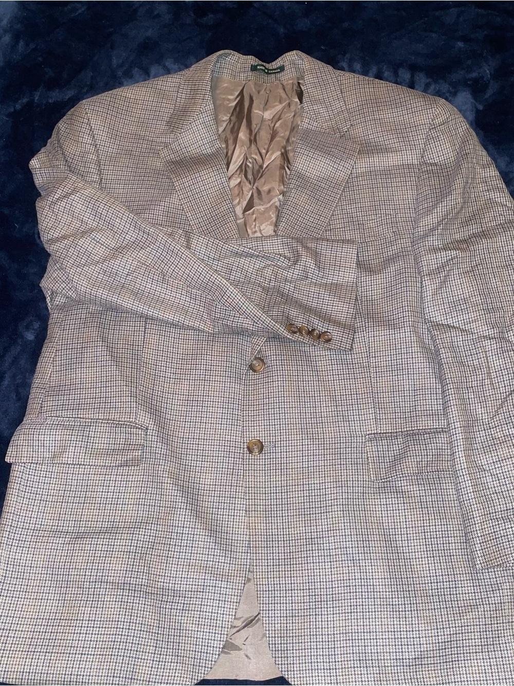 Polo Ralph Lauren Men’s 46R Blazer Houndstooth Brown sports coat wool silk